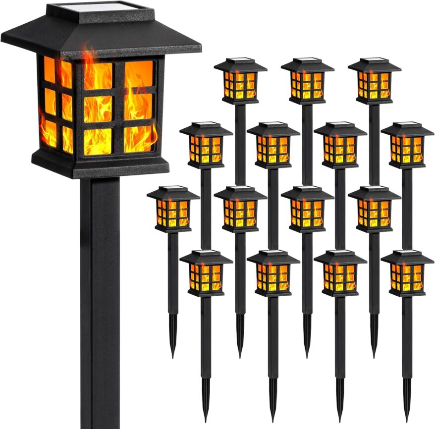 GIGALUMI Solar Outdoor Lights,12 Pack LED Solar Lights Outdoor Waterproof, Solar Walkway Lights Maintain 10 Hours of Lighting for Your Garden, Landscape, Path, Yard, Patio, Driveway