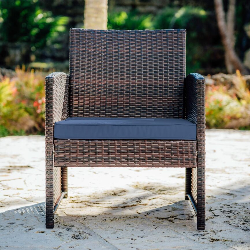 Nestl Wicker Outdoor Furniture Set - 3 Piece Patio Bistro Set (Brown/Beige)