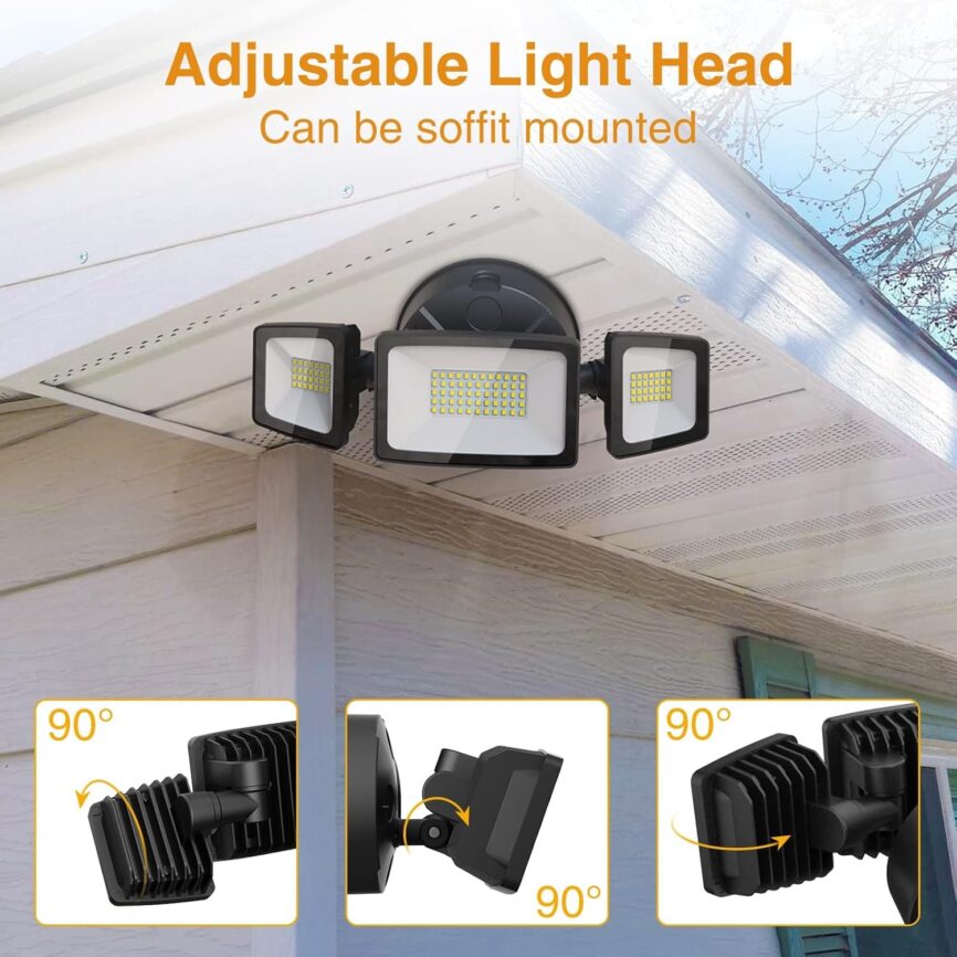 Onforu 2 Pack 60W Flood Lights Outdoor, 6000LM LED Flood Lighting Outdoor Switch Controlled, IP65 Waterproof Exterior Floodlight Fixture with 3 Adjustable Heads, 6500K Security Light for Garage Yard