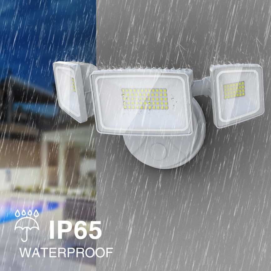 Onforu 2 Pack 60W Flood Lights Outdoor, 6000LM LED Flood Lighting Outdoor Switch Controlled, IP65 Waterproof Exterior Floodlight Fixture with 3 Adjustable Heads, 6500K Security Light for Garage Yard
