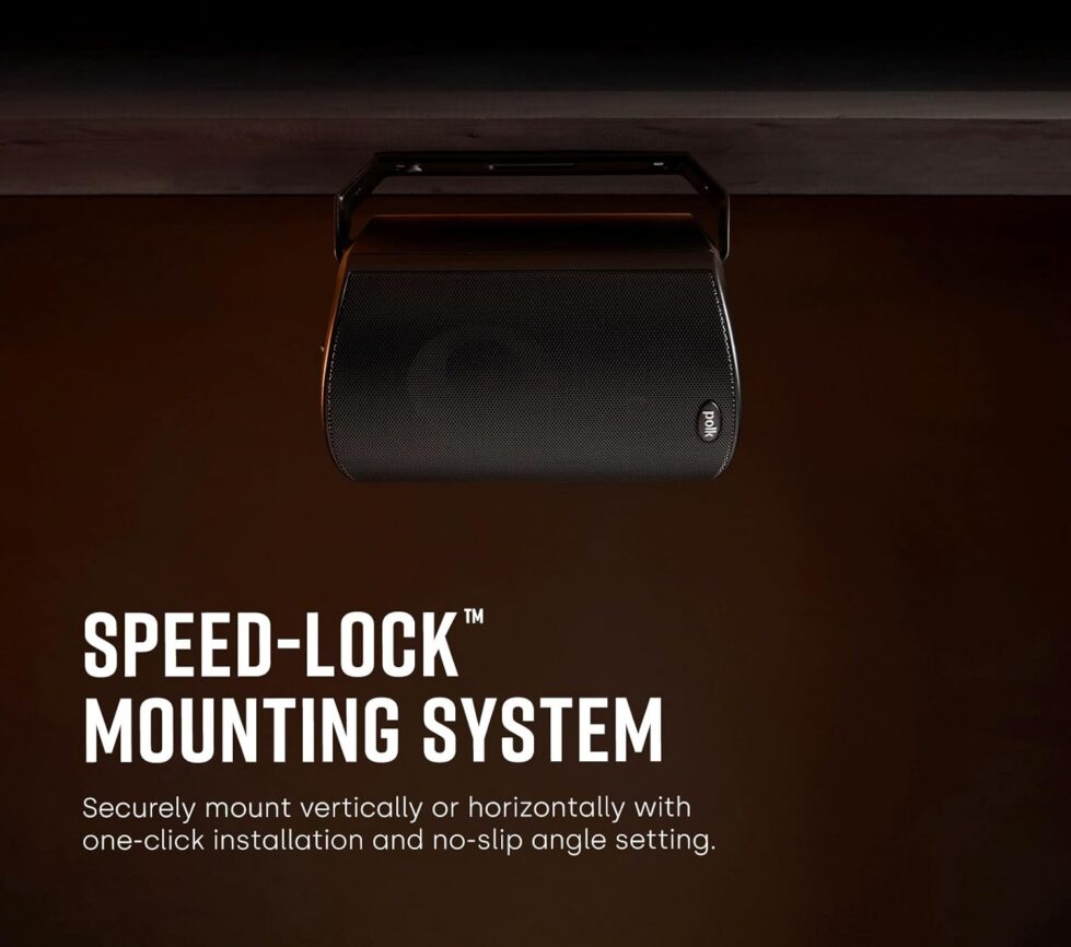 Polk Audio Atrium 4 Outdoor Speakers with Powerful Bass (Pair, Black), All-Weather Durability, Broad Sound Coverage, Speed-Lock Mounting System