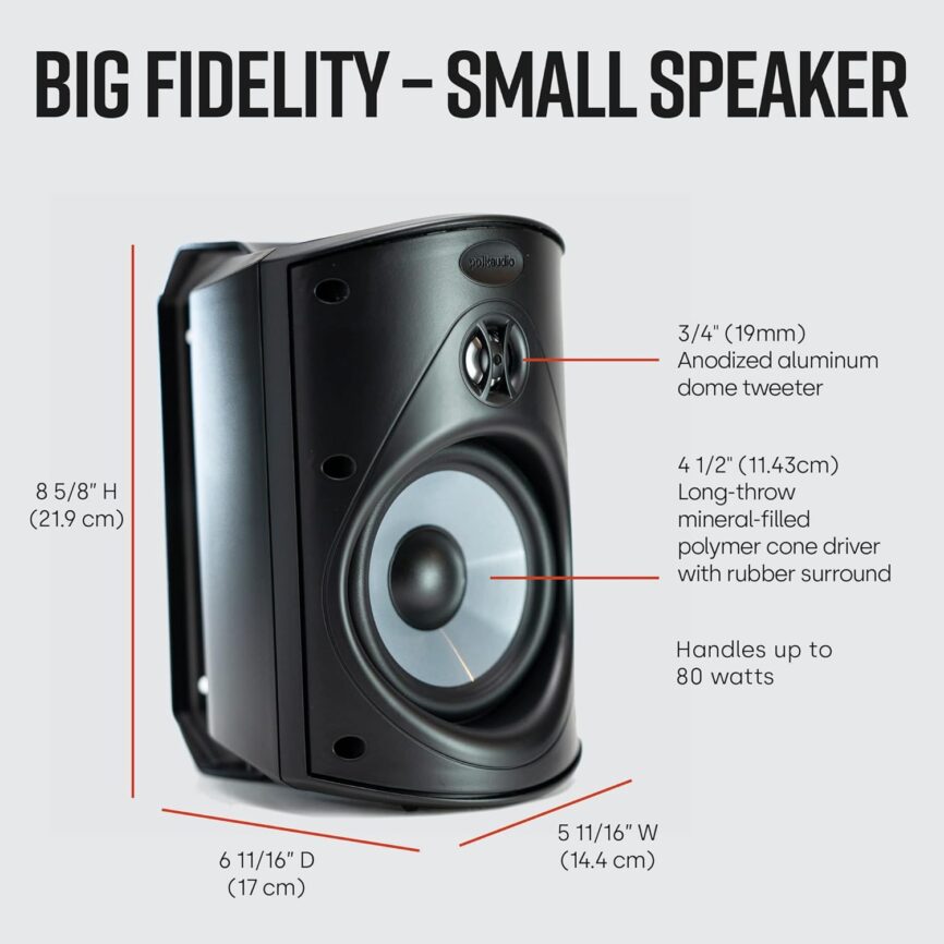 Polk Audio Atrium 4 Outdoor Speakers (Pair, Black) with Amazon Basics 16-Gauge Speaker Wire