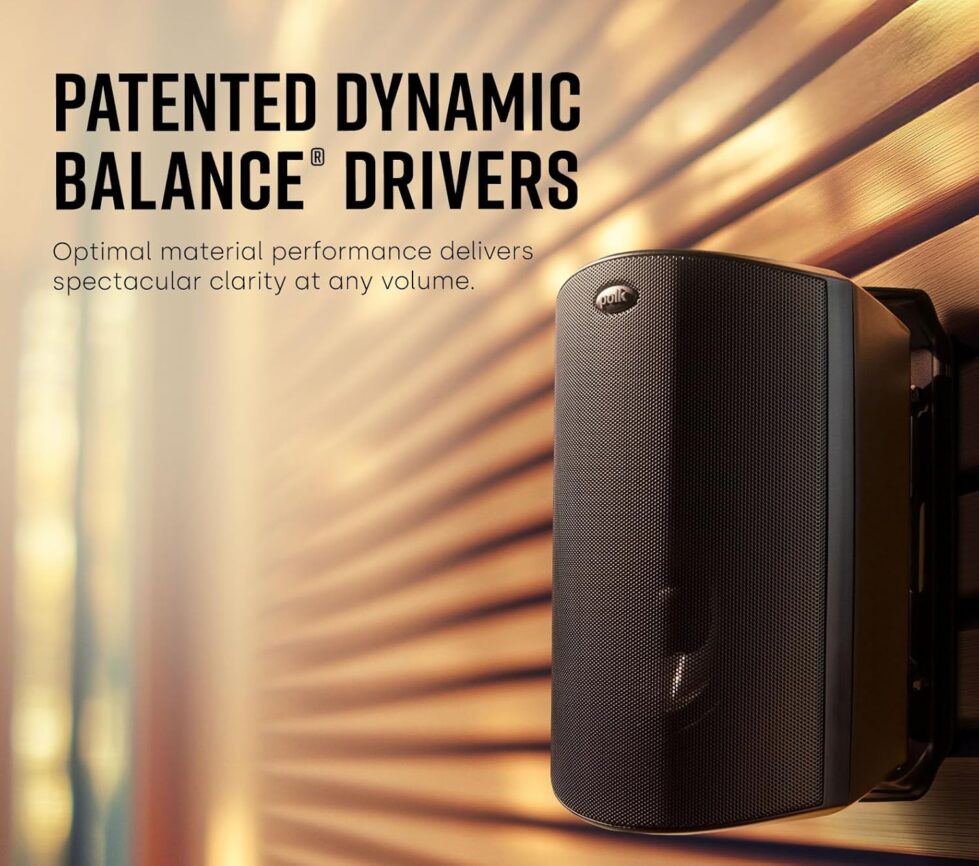 Polk Audio Atrium 4 Outdoor Speakers with Powerful Bass (Pair, Black), All-Weather Durability, Broad Sound Coverage, Speed-Lock Mounting System