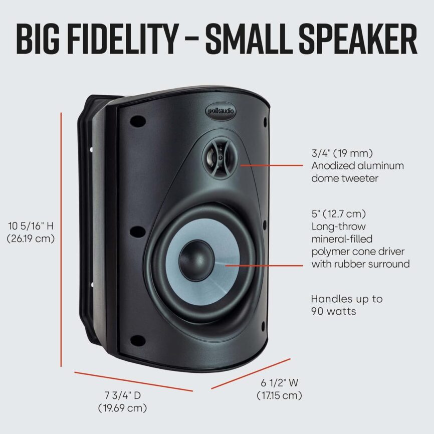 Polk Audio Atrium 5 Outdoor Speakers with Bass Reflex Enclosure | 4 Speaker Pack (2 Pairs, Black) - All-Weather Durability | Broad Sound Coverage | Speed-Lock Mounting System | 2 Pairs (Black)