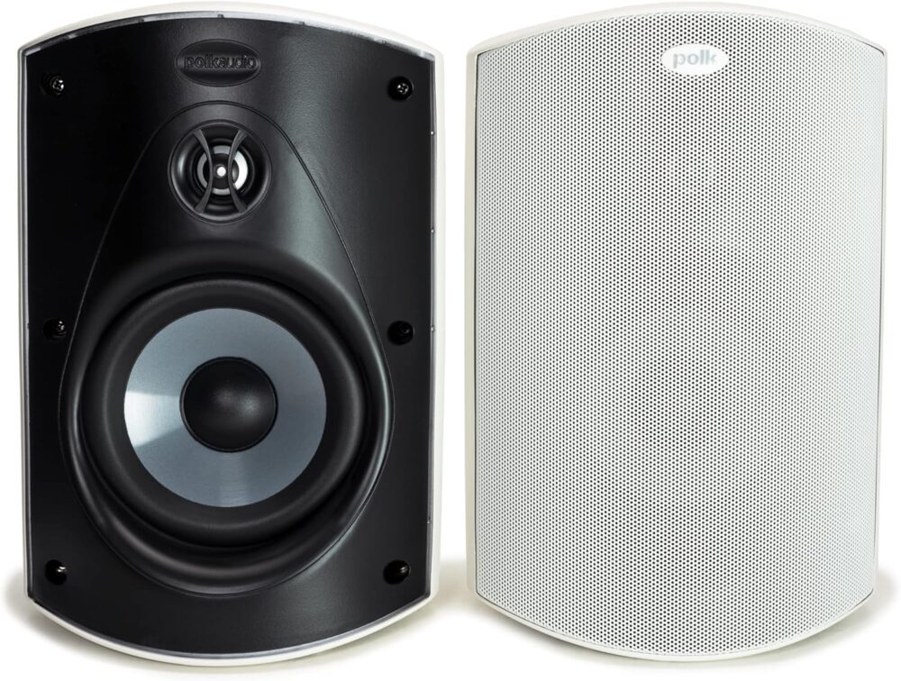 Polk Audio Atrium 5 Outdoor Speakers with Bass Reflex Enclosure | 4 Speaker Pack (2 Pairs, White) - All-Weather Durability | Broad Sound Coverage | Speed-Lock Mounting System | 2 Pairs (White)