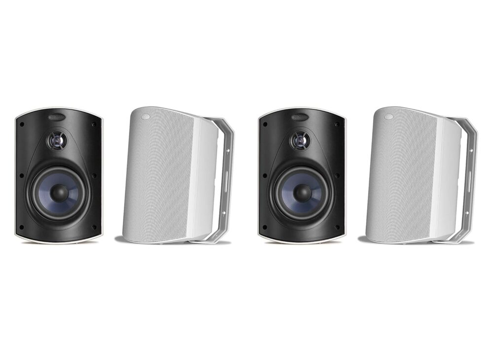 Polk Audio Atrium 6 Outdoor Speakers with Bass Reflex Enclosure | 4 Speaker Pack (2 Pairs, White) - All-Weather Durability | Broad Sound Coverage | Speed-Lock Mounting System | 2 Pairs (White)