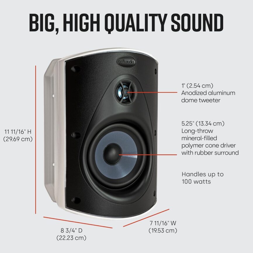 Polk Audio Atrium 6 Outdoor Speakers with Bass Reflex Enclosure | 4 Speaker Pack (2 Pairs, White) - All-Weather Durability | Broad Sound Coverage | Speed-Lock Mounting System | 2 Pairs (White)