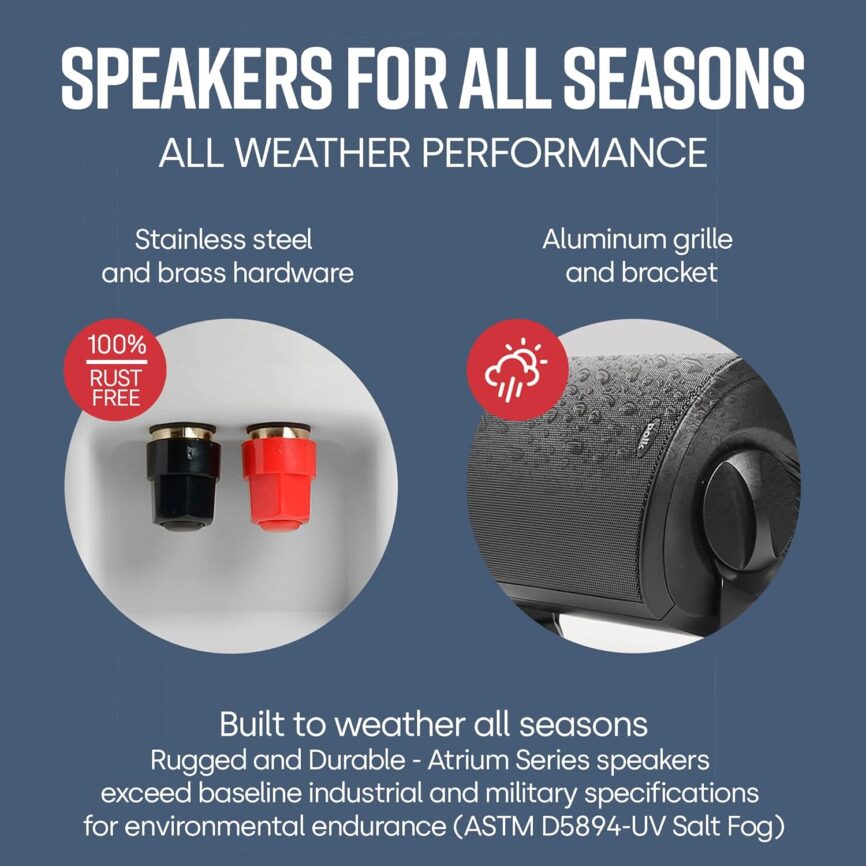 Polk Audio Atrium 6 Outdoor Speakers with Bass Reflex Enclosure | 4 Speaker Pack (2 Pairs, White) - All-Weather Durability | Broad Sound Coverage | Speed-Lock Mounting System | 2 Pairs (White)