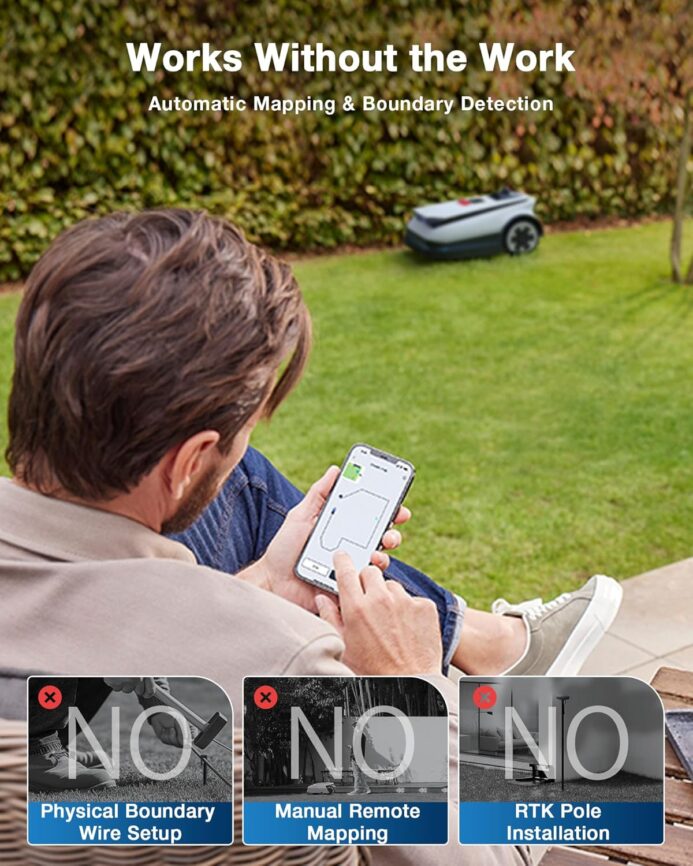 ECOVACS Goat O1000 RTK Robot Lawn Mower, Perimeter Wire Free Vision Robotic Lawnmower for 1/4 Acres Lawn, Automated Mapping, APP Control, 3D Obstacle Avoidance, Zero-Edge Cutting