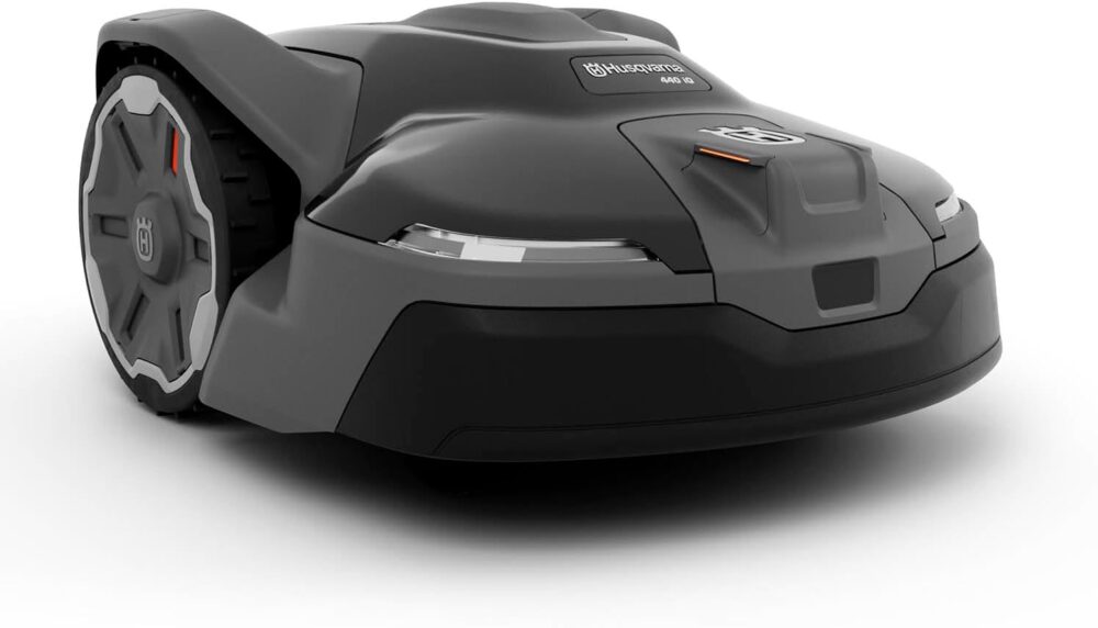 Husqvarna 410iQ Automower Robotic Mower, 0.5 Acre Mowing Capacity, Wire Free Robot Lawn Mower with Charging Station, RS1 EPOS Reference Station and Replacement Blades, 970727401