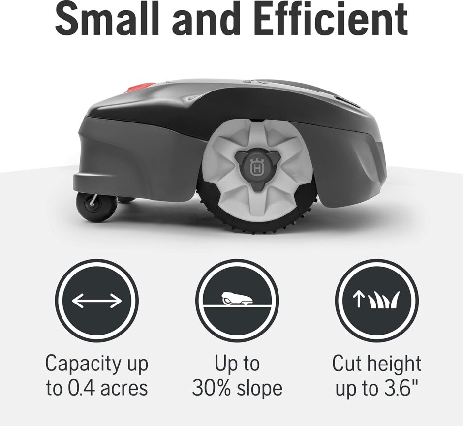 Husqvarna Automower 115H 4G Robotic Lawn Mower with Patented Guidance System, Automatic Lawn Mower with Self Installation and Ultra-Quiet Smart Mowing Technology for Small to Medium Yards (0.4 Acre)