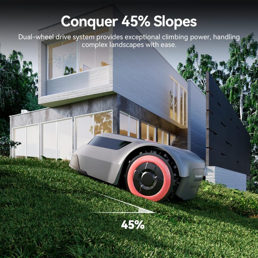 MGC500 Robot Lawn Mower with 393ft Boundary Wires for 0.12 Acre (1/8 Acre), 45% Slope, 70Mins Runtime, Auto Recharge, Automatic Robotic Lawn Mower w/Precise Location  Breakpoint Detection