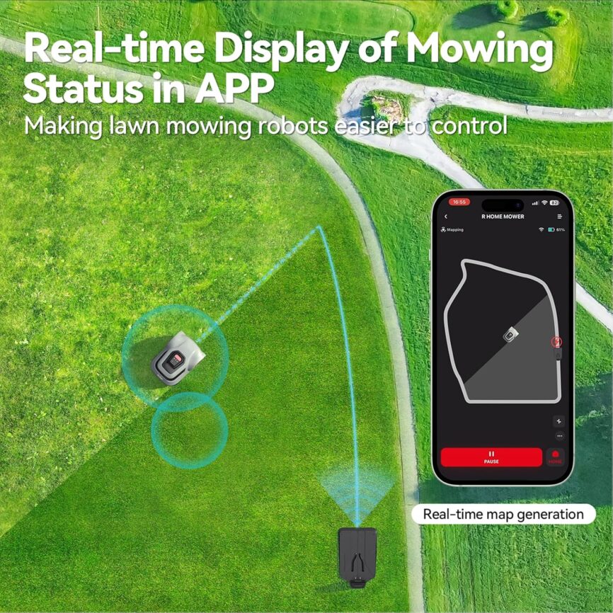 MGC500 Robot Lawn Mower with 393ft Boundary Wires for 0.12 Acre (1/8 Acre), 45% Slope, 70Mins Runtime, Auto Recharge, Automatic Robotic Lawn Mower w/Precise Location  Breakpoint Detection