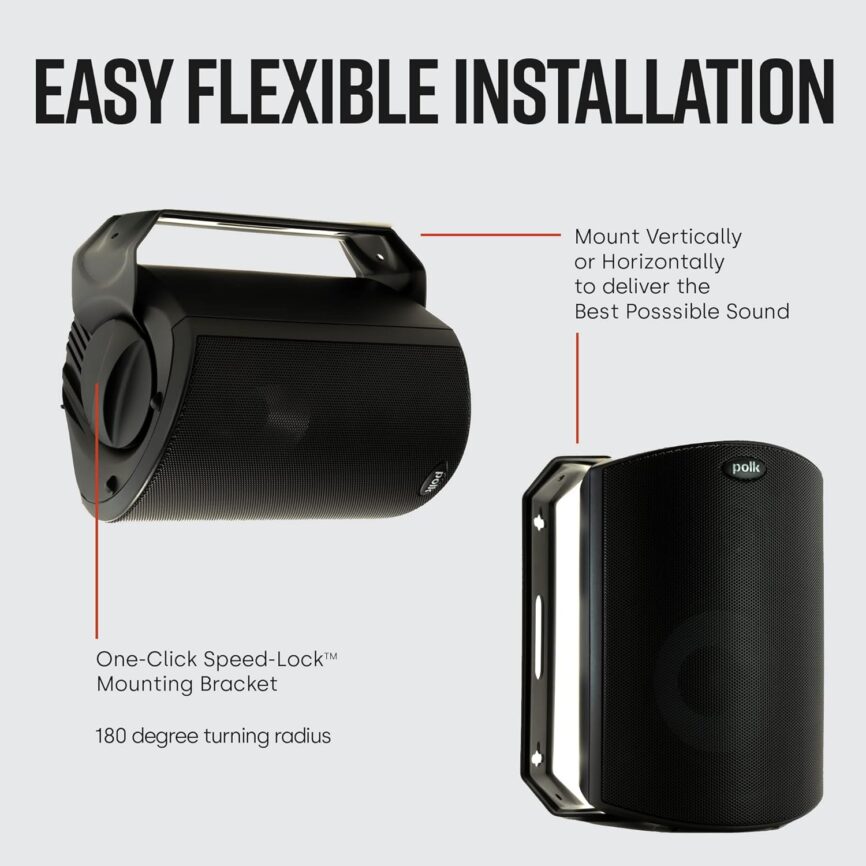 Polk Audio Atrium 6 Outdoor All-Weather Speakers with Bass Reflex Enclosure (Pair, Black) Atrium 4 Outdoor Speakers with Powerful Bass (Pair, Black)