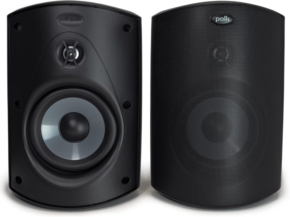 Polk Audio Atrium 6 Outdoor Speakers with Bass Reflex Enclosure | 4 Speaker Pack (2 Pairs, Black) - All-Weather Durability | Broad Sound Coverage | Speed-Lock Mounting System | 2 Pairs (Black)