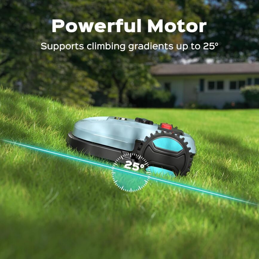 Robotic Lawn Mower, Smart Robot Lawnmower with Obstacle Avoidance, Scheduled Cutting, Self-Charging, Height Adjustment, Ideal for Small to Medium Lawns (Up to 4300 sq.ft)