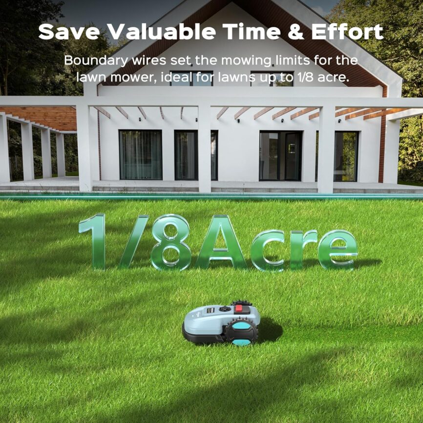 Robotic Lawn Mower, Smart Robot Lawnmower with Obstacle Avoidance, Scheduled Cutting, Self-Charging, Height Adjustment, Ideal for Small to Medium Lawns (Up to 4300 sq.ft)