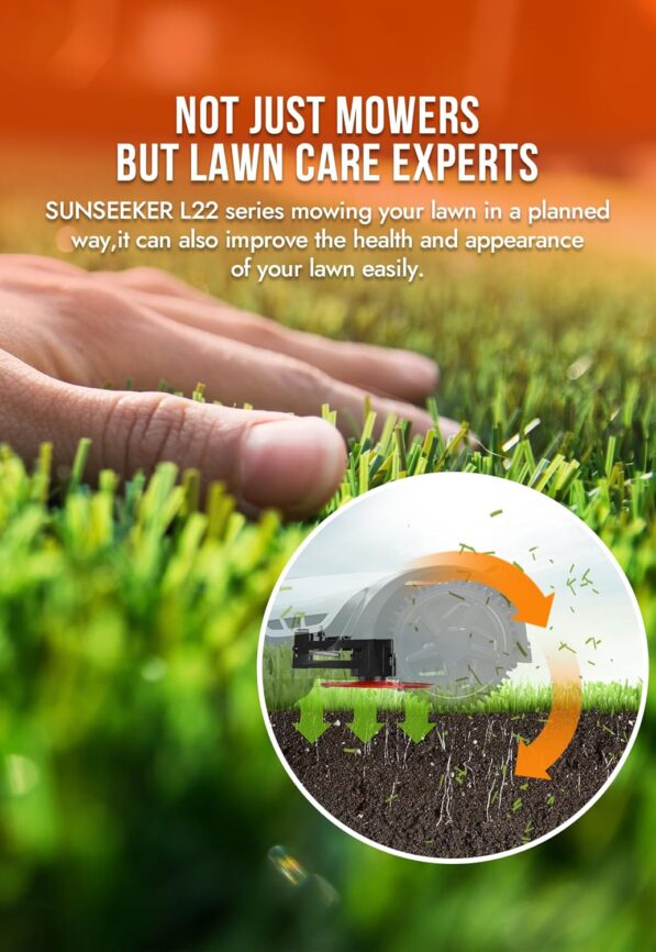 Sunseeker L22 Plus Robotic Lawn Mower 0.6 Acre/ 26,000 Sq.Ft, with Mapping Function and App Control, Only 52 db,Rain Sensor  Boundary Wire, Battery  Charger Included, Black  White…