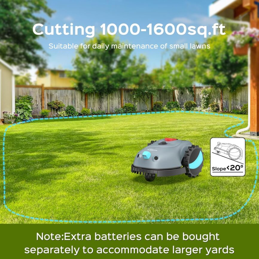 2025 New V100 Robotic Lawn Mower – Visual Navigation, Smart Obstacle Avoidance, Rain Sensor, Spot Spiral Cutting, Adjustable Cutting Height, Low Noise – Ideal for Small Lawns