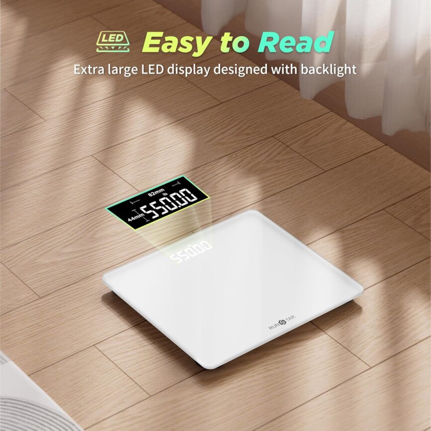 550lb Bathroom Digital Scale for Body Weight with Ultra-Wide Platform and Large LCD Display, Accurate High Precision Scale with Extra-High Capacity