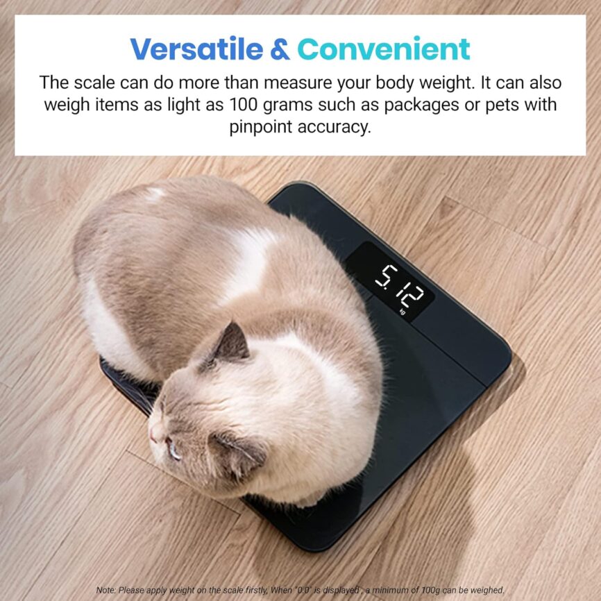 Etekcity Scale for Body Weight, Digital Bathroom Scales for People, Most Accurate to 0.05lb, Bright LED Display  Large Clear Numbers, Upgraded Quality for the Elderly Safe Home Use, 400 lbs