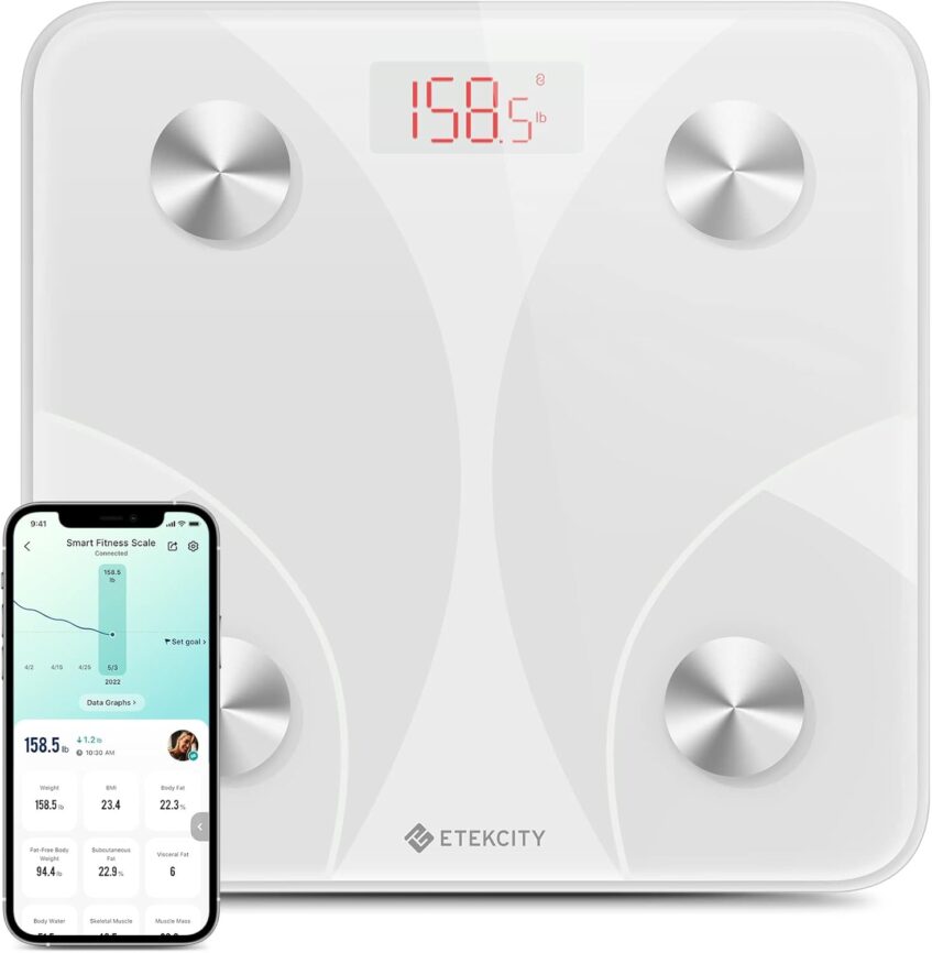 Etekcity Smart Scale for Body Weight, Bathroom Digital Weighing Scale with BMI, Body Fat, Muscle Mass, Accurate Bluetooth Home User Health Equipment Sync Apps