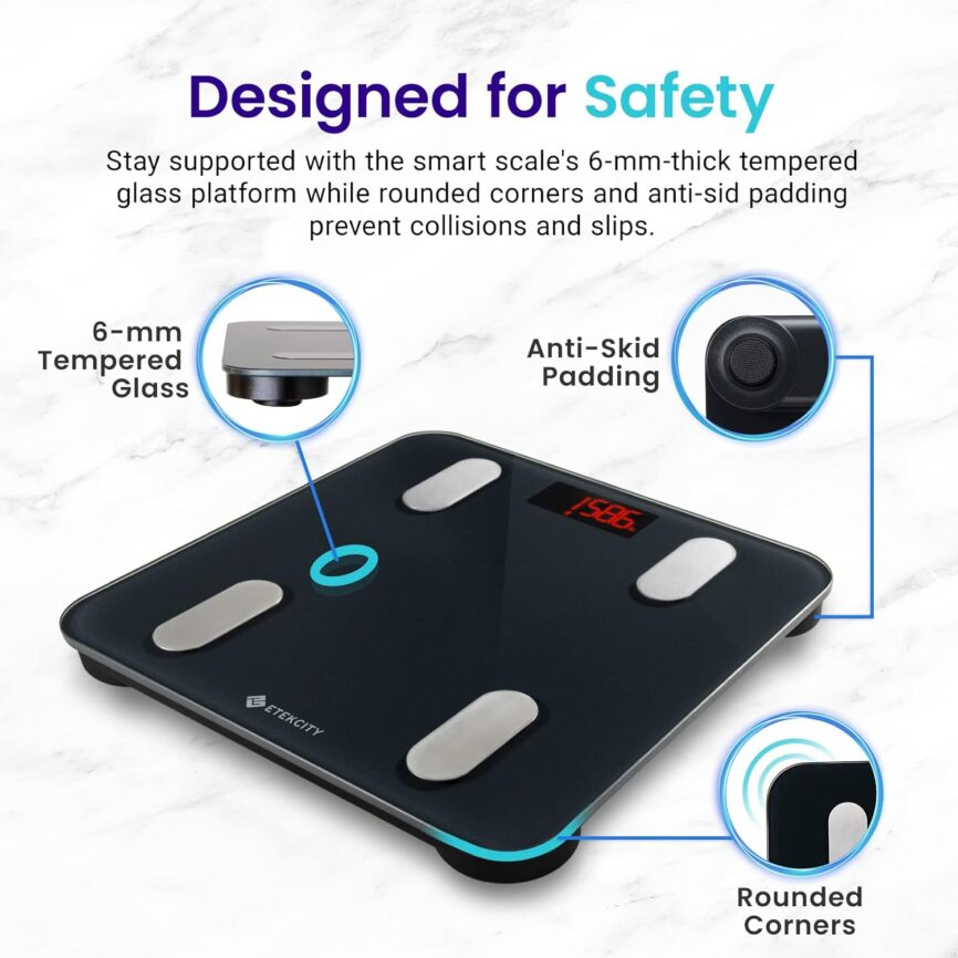 Etekcity Smart Scale for Body Weight, Bathroom Digital Weighing Scale with BMI, Body Fat, Muscle Mass, Accurate Bluetooth Home User Health Equipment Sync Apps