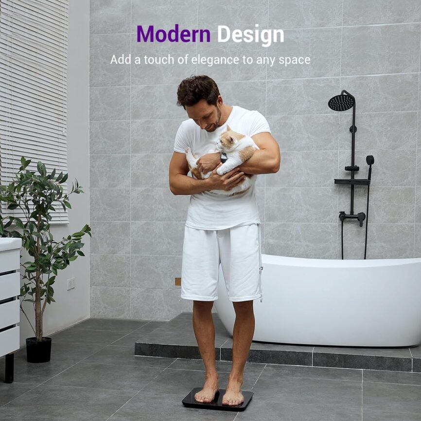 Bathroom Scales Digital Weight, Topnotch Quality 450lb Weight Scale, Most Accurate to 0.05lb, Automatic Weighing Scale for Body Weight, Baby, Pet, Larger LED, Sturdy and Durable Base Machine
