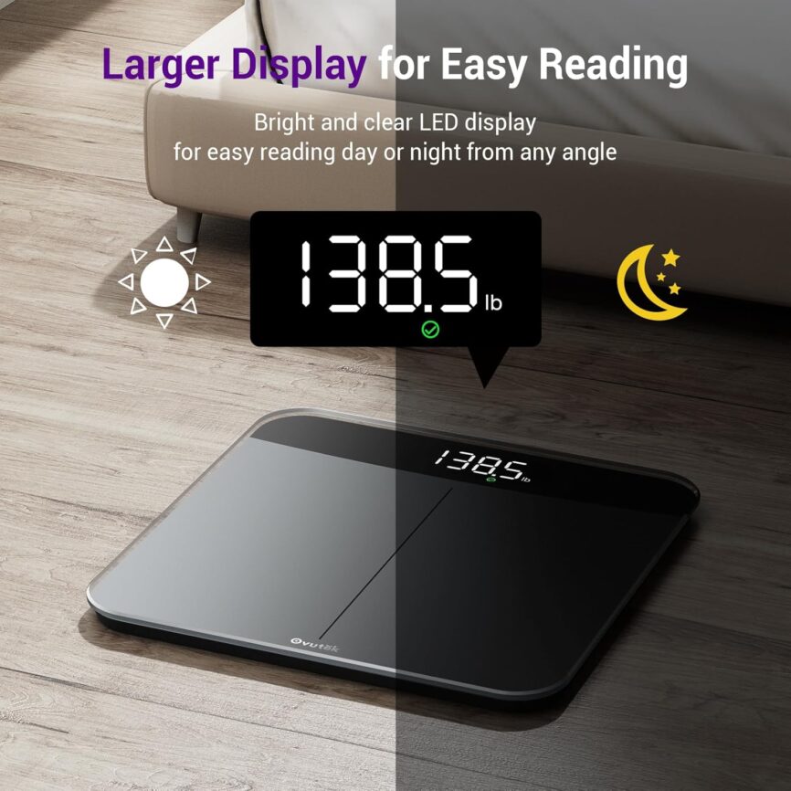 Bathroom Scales Digital Weight, Topnotch Quality 450lb Weight Scale, Most Accurate to 0.05lb, Automatic Weighing Scale for Body Weight, Baby, Pet, Larger LED, Sturdy and Durable Base Machine