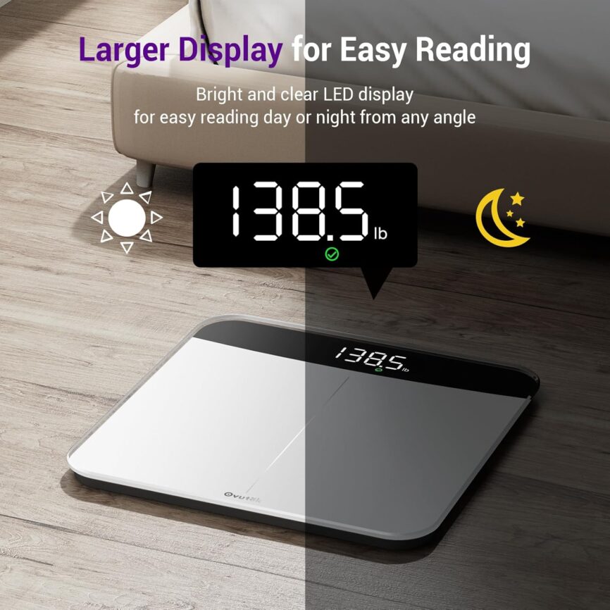 Bathroom Scales Digital Weight, Topnotch Quality 450lb Weight Scale, Most Accurate to 0.05lb, Automatic Weighing Scale for Body Weight, Baby, Pet, Larger LED, Sturdy and Durable Base Machine