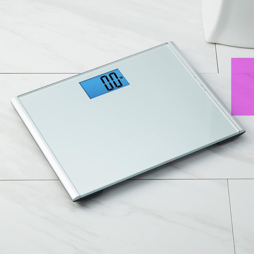 EatSmart Precision Plus Digital Bathroom Scale, 440 lb Capacity, Ultra-Wide Platform with Step-On Technology, Accurate Body Weight Scale, Grey