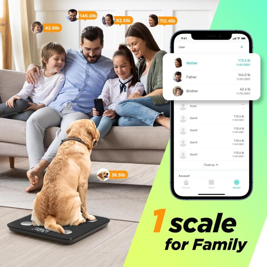 Scale for Body Weight and Fat Percentage, RunSTAR Digital Accurate Bathroom Smart Scale with Large Display, FSAHSA Eligible 13 Body Composition Analyzer Sync App