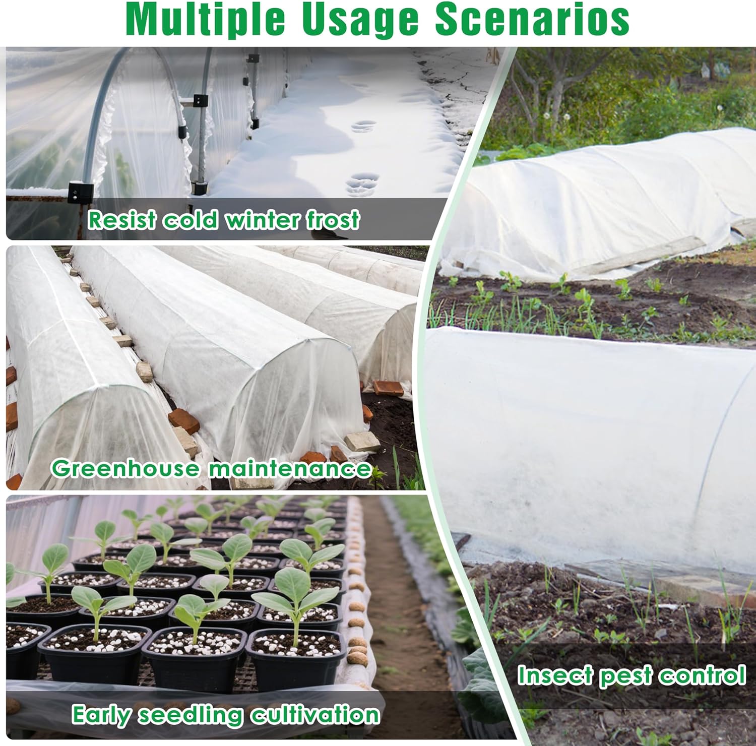 10 FT x 50 FT Plant Covers for Frost  Sun Protection, Thick 1.2 oz/yd² Frost Cloths Blankets to Extreme Low -4 °F Temperatures, Reusable Floating Row Covers for Outdoor Garden Vegetables Seedlings