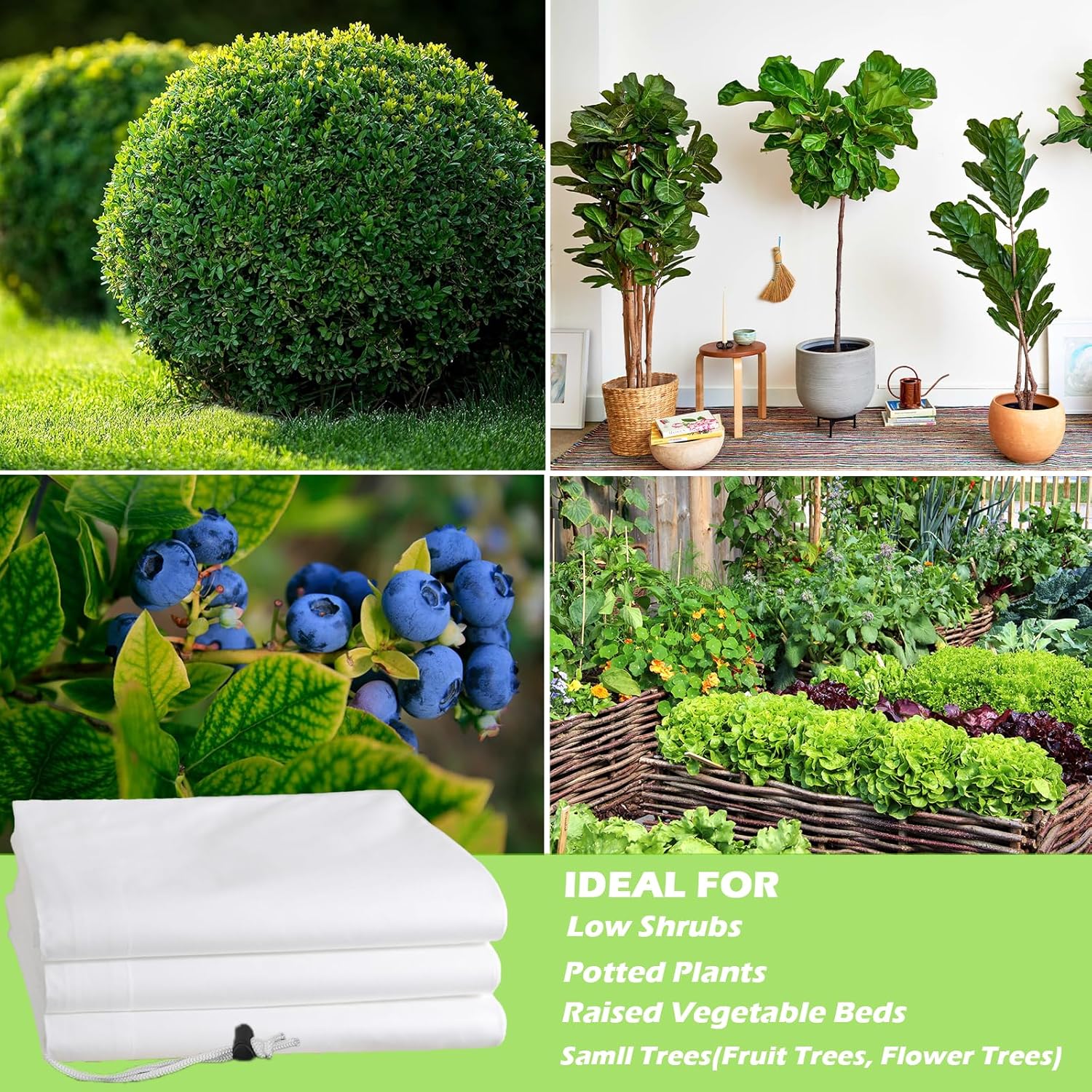 Plant Covers Frost Protection Bag Large Size Winter Drawstring Plant Covers Winter Reusable Plants Jacket for Fruit Tree Shrub Potted Plants (3 Pack 23.6x31.49)