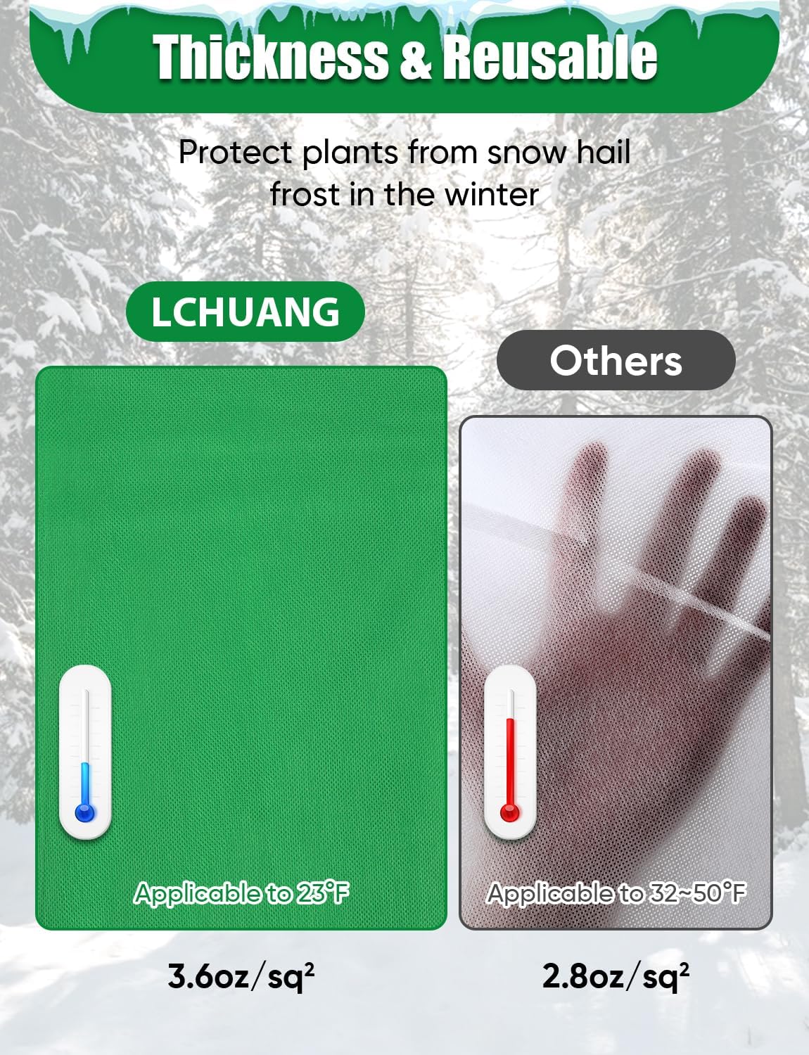 2Pack Winter Plant Covers Freeze Protection - 71 x 63 Large Thickened Frost Blankets for Plants Fruit Tree Shrubs Cloth Protector Drawstring Bags Jacket for Outdoor Plants (3.2 oz/yd²)