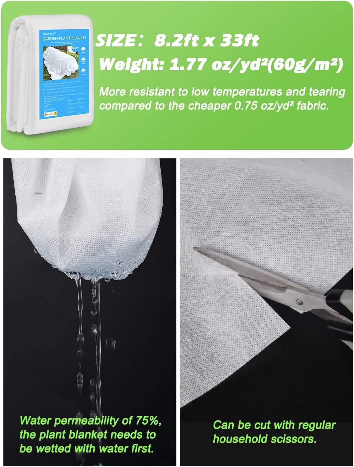 Abimars Thicker Plant Covers Freeze Protection 1.77 oz/yd², 10ft x 33ft Reusable Floating Row Cover for Garden, Frost Cloth Plant Freeze Protection, Plant Blanket for Outdoor Plants Abimars Thicker Plant Covers Freeze Protection 1.77 oz/yd², 10ft x 33ft Reusable Floating Row Cover for Garden, Frost Cloth Plant Freeze Protection, Plant Blanket for Outdoor Plants