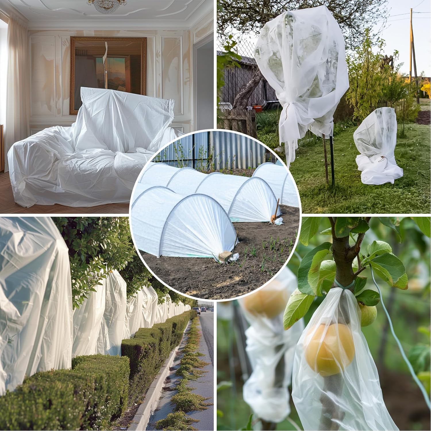 MAQIHAN Plant Cover - 6.5 ft x 13 ft Plant Covers Freeze Protection, Non-Woven Winter Freeze Protection, Reusable Floating Row Frost Blankets for Outdoor Garden, Frost Cloth for Cold Weather Snow