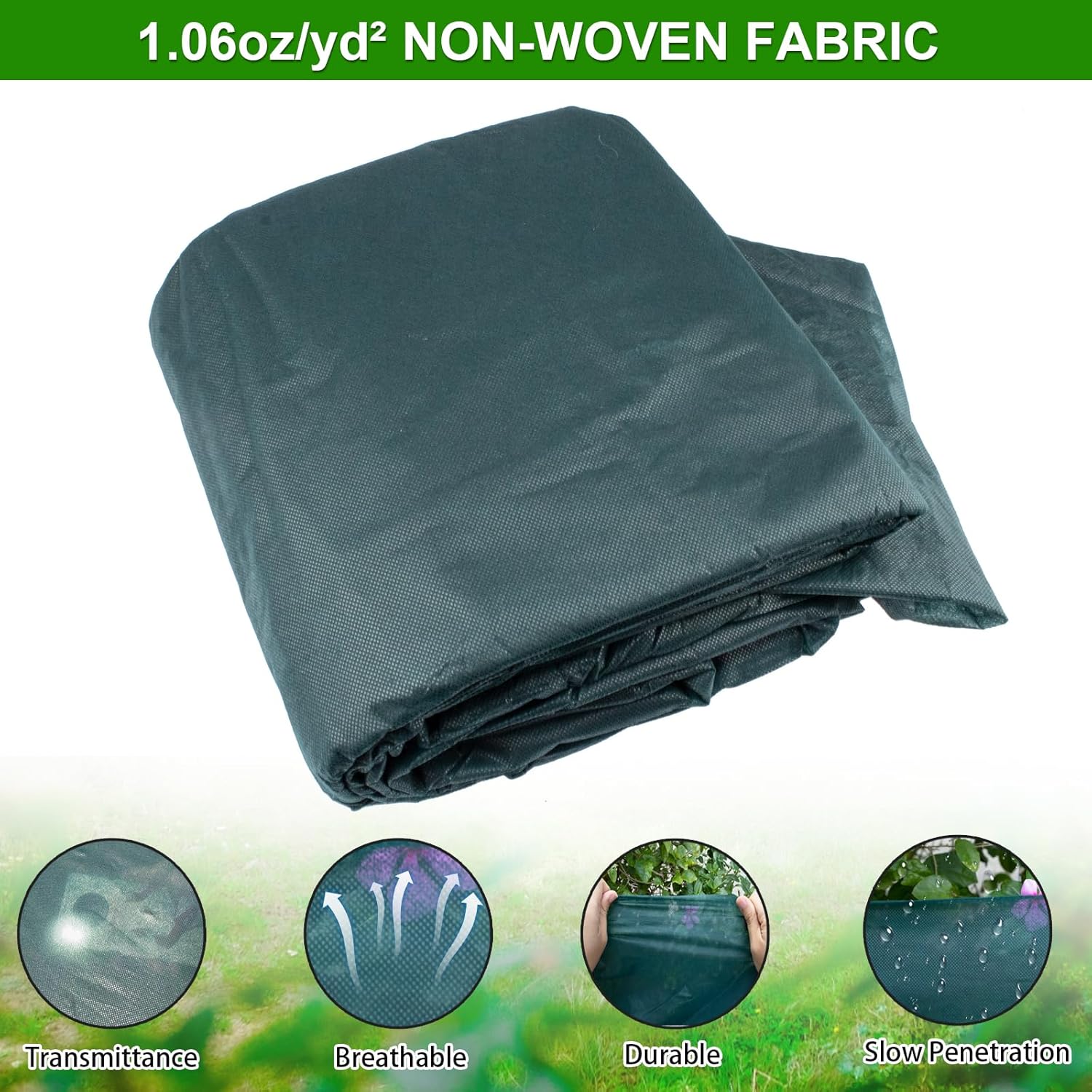 Plant Cover Freeze Protection, 33FT x 10FT Green Floating Row Cover Garden Fabric Plant Protector for Winter Frost Blanket Sun Pest Protection Tree Wraps Vegetable Shade Cloth for Greenhouse