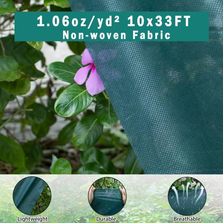 Plant Covers Freeze Protection Green 33FT x 10FT Floating Row Cover Garden Fabric Vegetable Shade Cloth for Greenhouse, Outdoor Plant Cover for Winter Frost Blanket/Sun Pest Protection Wraps