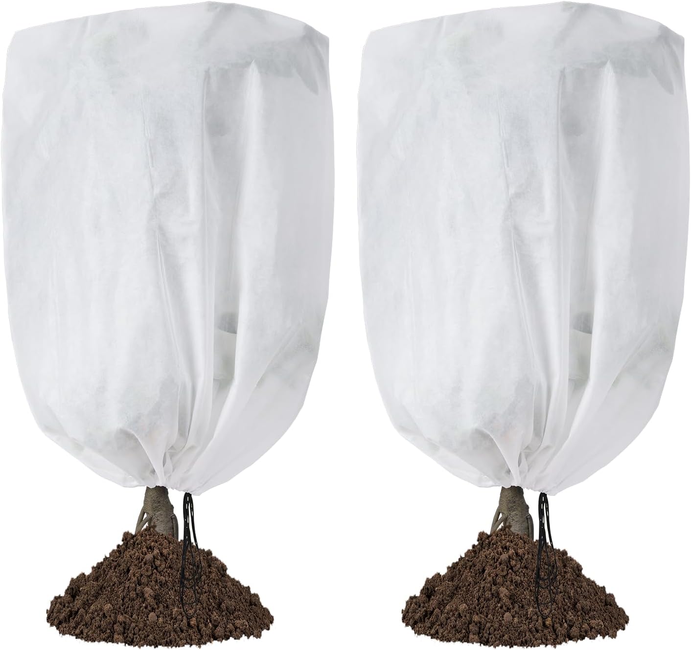 2-Pack Plant Covers Freeze Protection 48 x 72 2.2 oz, Frost Cloth Plants Jacket Drawstring Tree Cover for Outdoor Plants, Shrub Potted Plants Winter