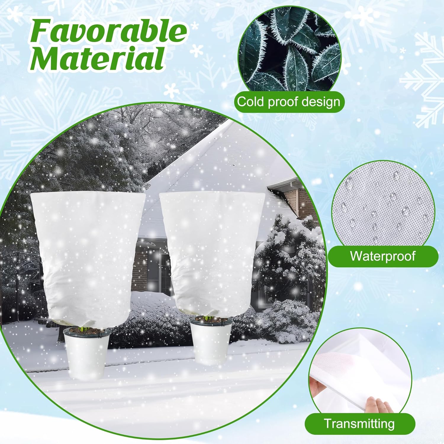 Alpurple 4 Packs Winter Drawstring Plant Covers-23.6 x 31.5 Inch Warm Plant Protection Cover Bags, Frost Cloth Blanket Protecting Fruit Tree Potted Plants from Freezing Animals Eating Alpurple 4 Packs Winter Drawstring Plant Covers-23.6 x 31.5 Inch Warm Plant Protection Cover Bags, Frost Cloth Blanket Protecting Fruit Tree Potted Plants from Freezing Animals Eating