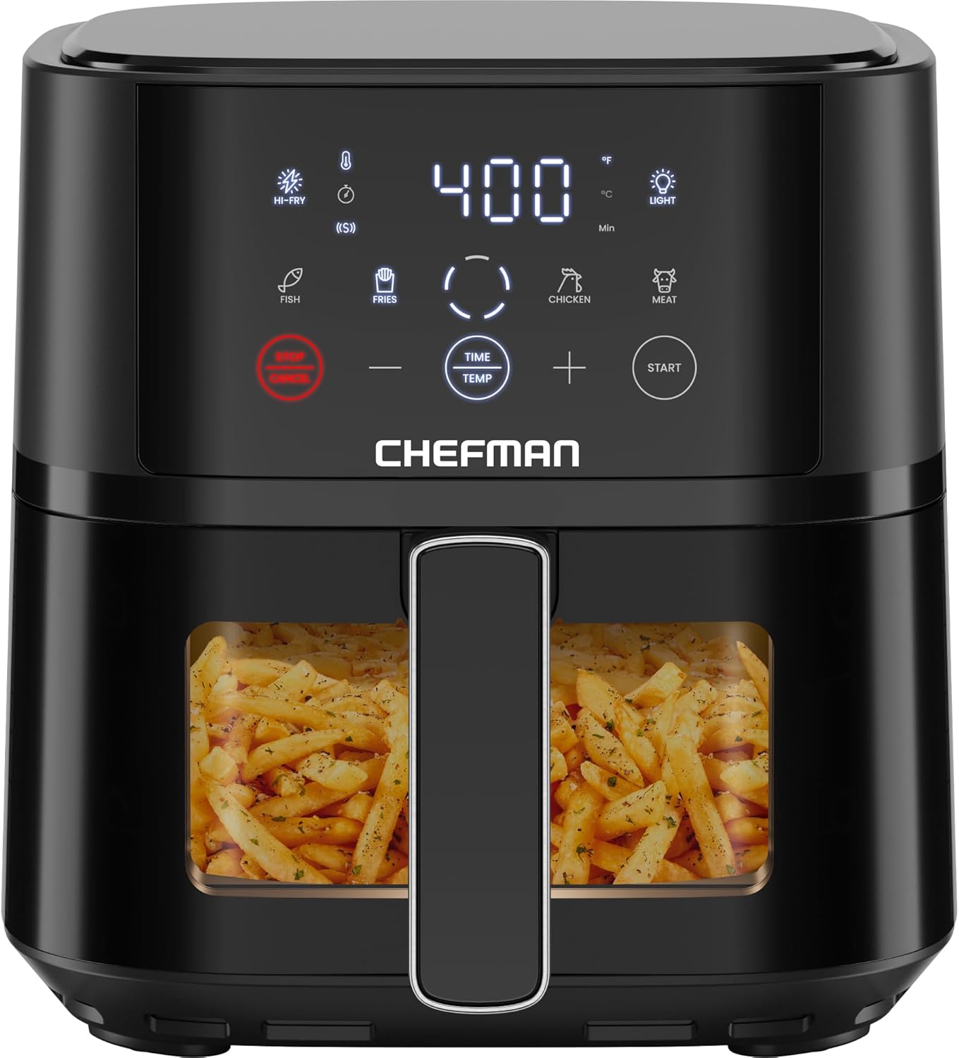 Chefman Air Fryer – 4 QT Compact Airfryer for Quick  Easy Meals, Features Hi-Fry Technology for Extra Crisp, Easy-View Window, Touch Controls with 4 Presets, Nonstick  Dishwasher Safe Basket - Black