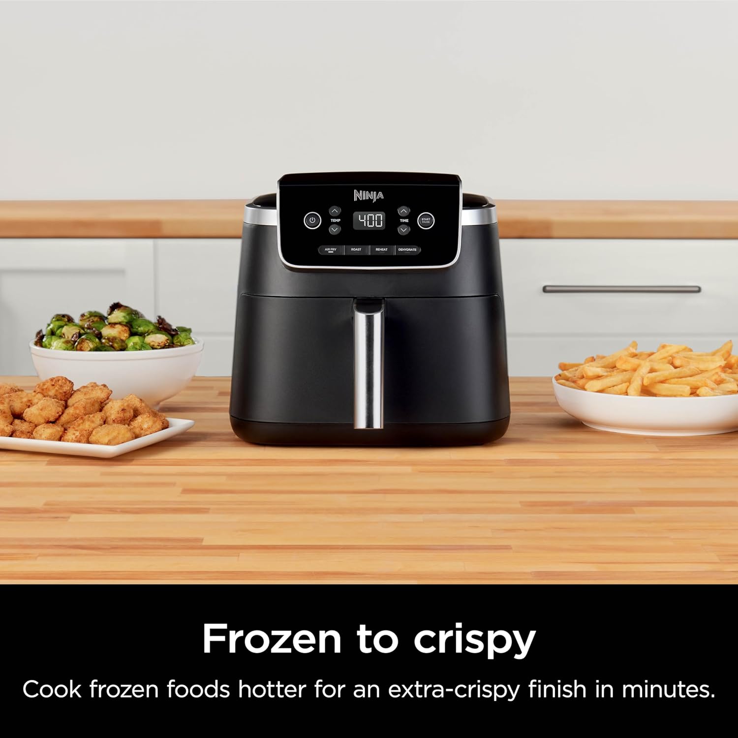 Ninja | Air Fryer | 4-in-1 Pro Air Fry, Roast, Reheat, Dehydrate | 5QT Capacity fits up to 4lbs of French Fries | 400F Max Temp | Nonstick Basket  Crisper Plate | 120V | Grey | AF141