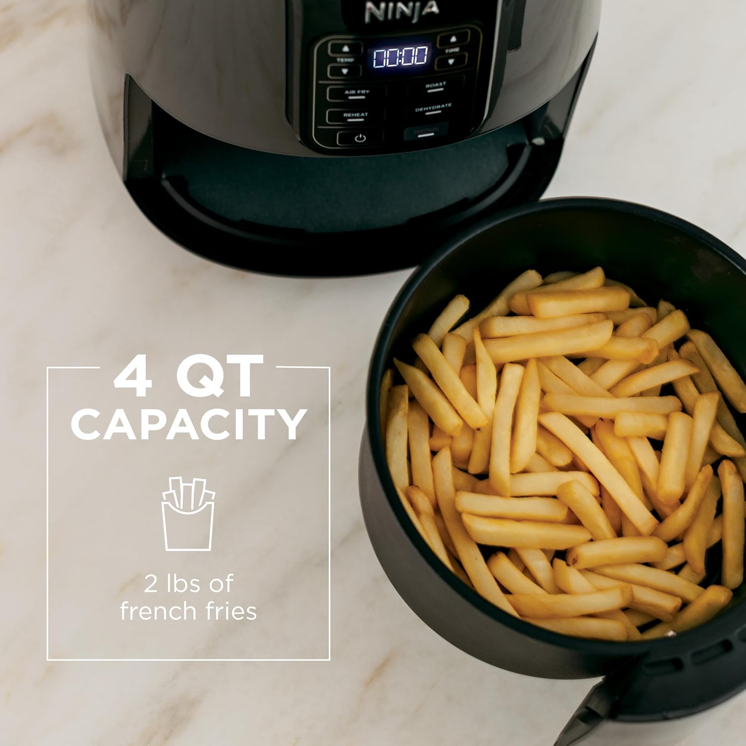 Ninja | Air Fryer | 4 QT Capacity | 4-in1 Roast, Crisp, Roast, Reheats, Dehydrates | Dishwasher Safe Parts | Includes 20 Easy Healthy Recipes | Compact | Grey | AF101 Ninja | Air Fryer | 4 QT Capacity | 4-in1 Roast, Crisp, Roast, Reheats, Dehydrates | Dishwasher Safe Parts | Includes 20 Easy Healthy Recipes | Compact | Grey | AF101