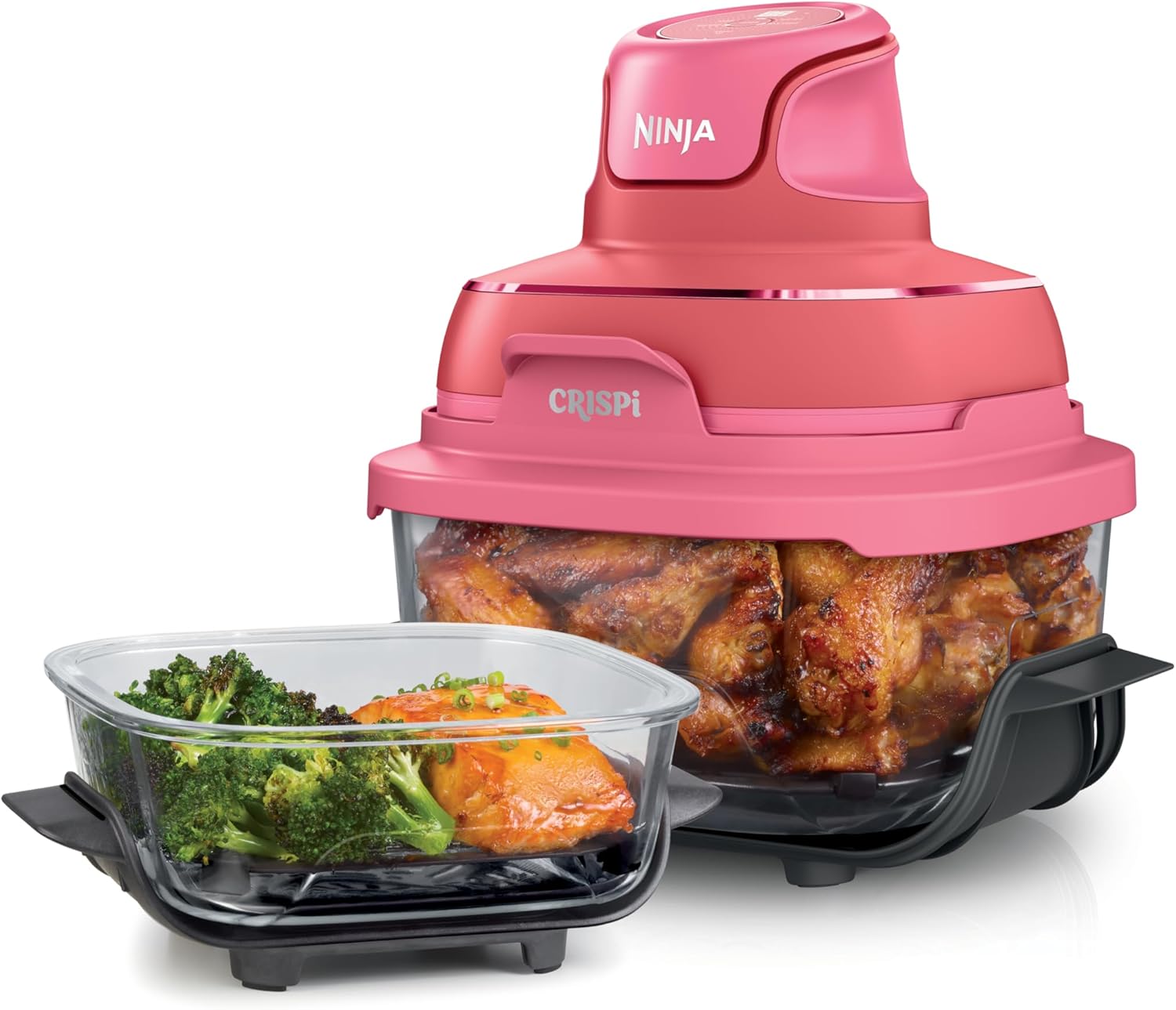 Ninja Crispi 4-in-1 Glass Air Fryer | 450°F | Non-Toxic | 4QT  6-Cup Glass Containers w/Lids | Microwave, Freezer, Dishwasher Safe | Max Crisp, Air Fry, Bake, Recrisp | Ginger Snap | FN101GD