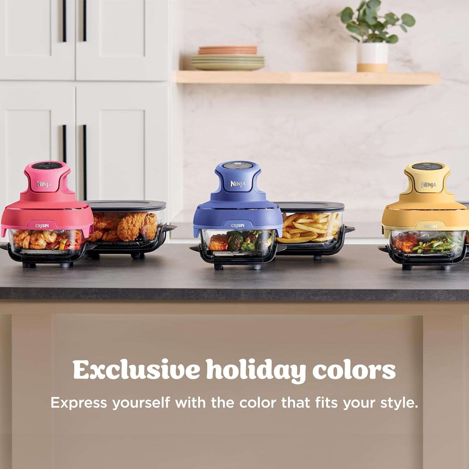 Ninja Crispi 4-in-1 Glass Air Fryer | 450°F | Non-Toxic | 4QT  6-Cup Glass Containers w/Lids | Microwave, Freezer, Dishwasher Safe | Max Crisp, Air Fry, Bake, Recrisp | Ginger Snap | FN101GD