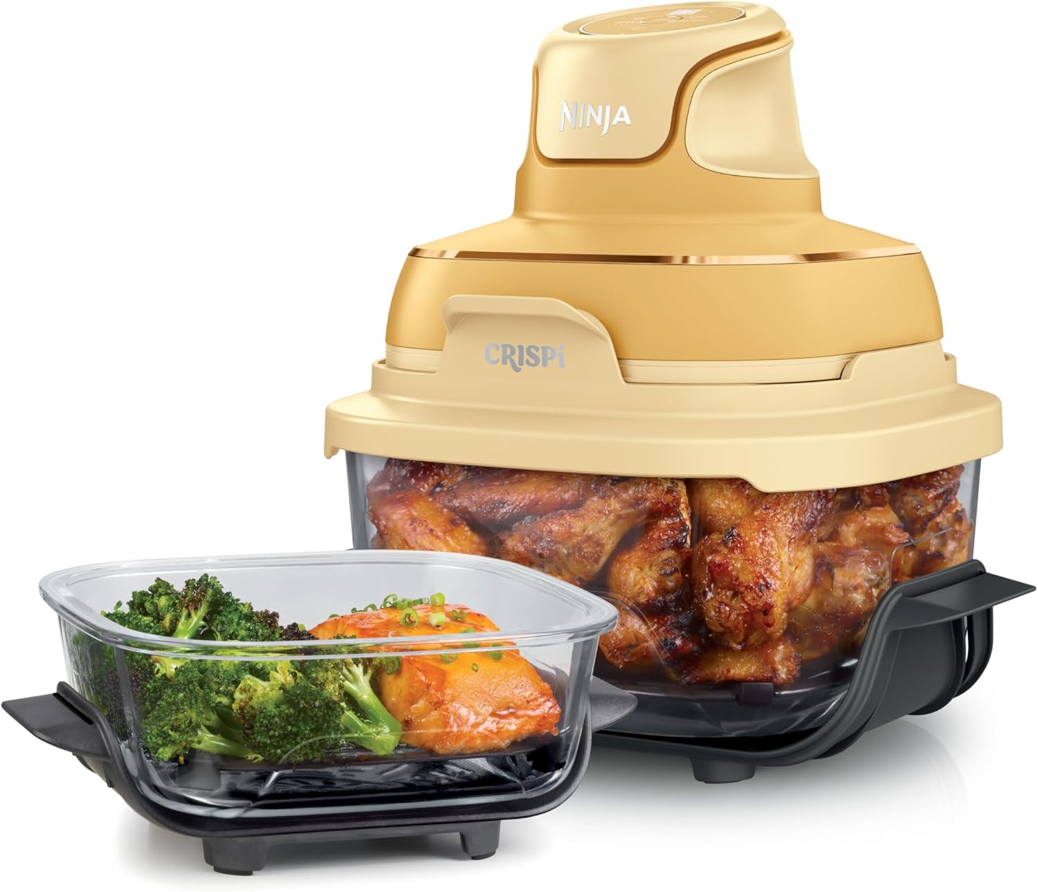 Ninja Crispi 4-in-1 Glass Air Fryer | 450°F | Non-Toxic | 4QT  6-Cup Glass Containers w/Lids | Microwave, Freezer, Dishwasher Safe | Max Crisp, Air Fry, Bake, Recrisp | Ginger Snap | FN101GD