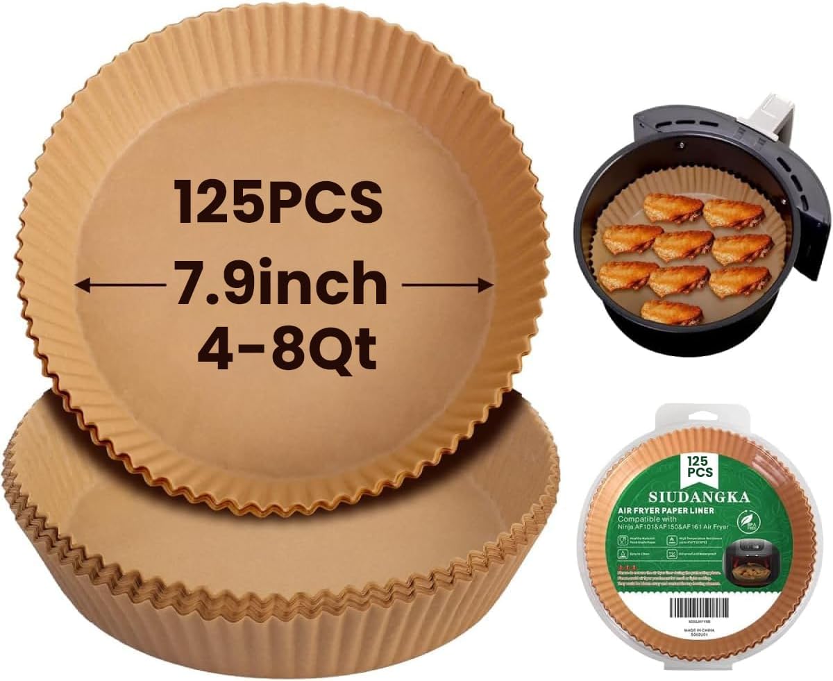 Air Fryer Liners for Ninja Air Fryer, 125 Pcs Disposable Paper Liner for most 4-8QT AirFryer