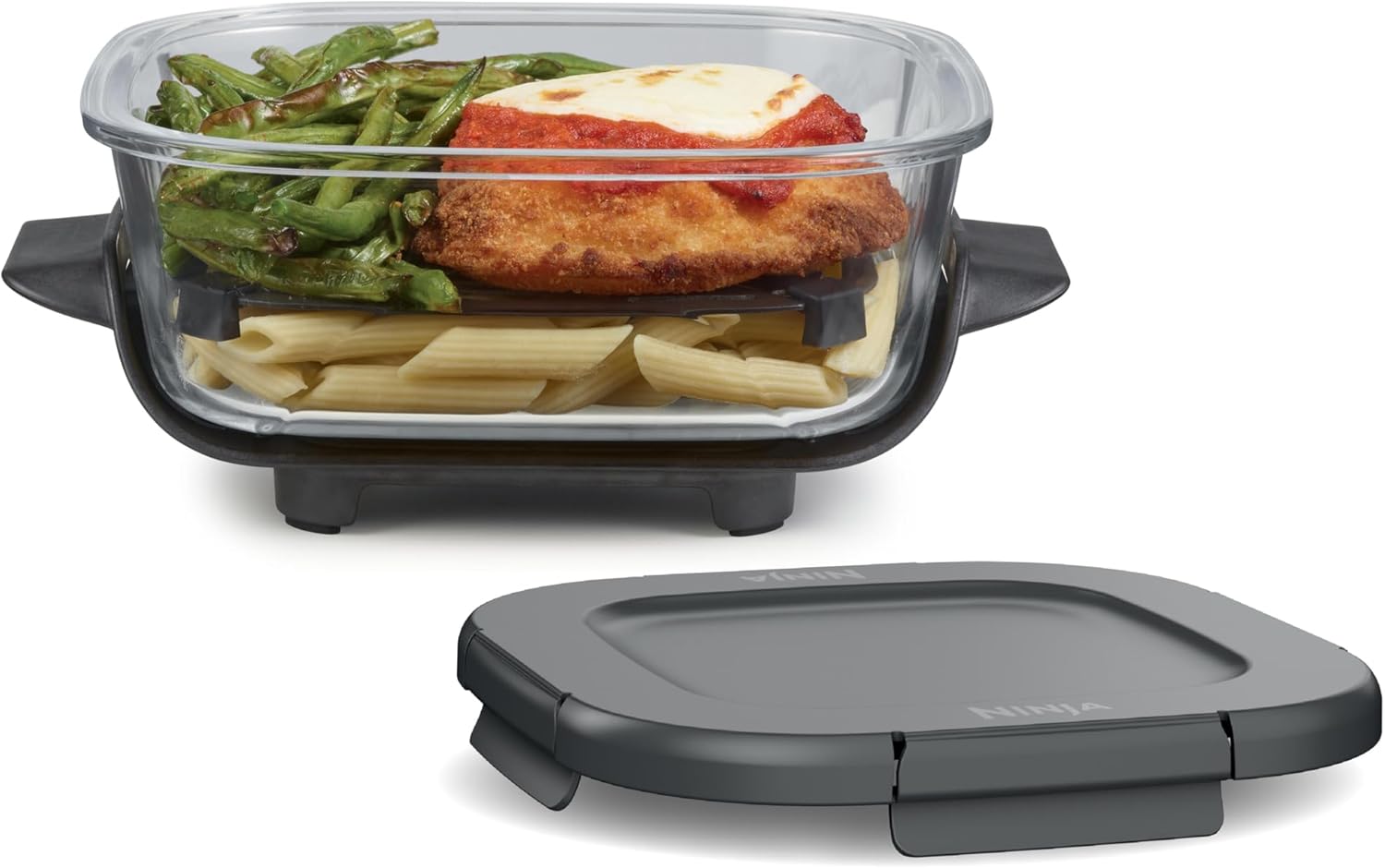 Ninja 4-QT CleanCrisp™ Glassware Container with Storage lid, Compatible with Ninja Crispi Portable Cooking System, Microwave, Freezer  Dishwasher Safe, PFAS  PTFE Free Glass, XSKSFN4QT