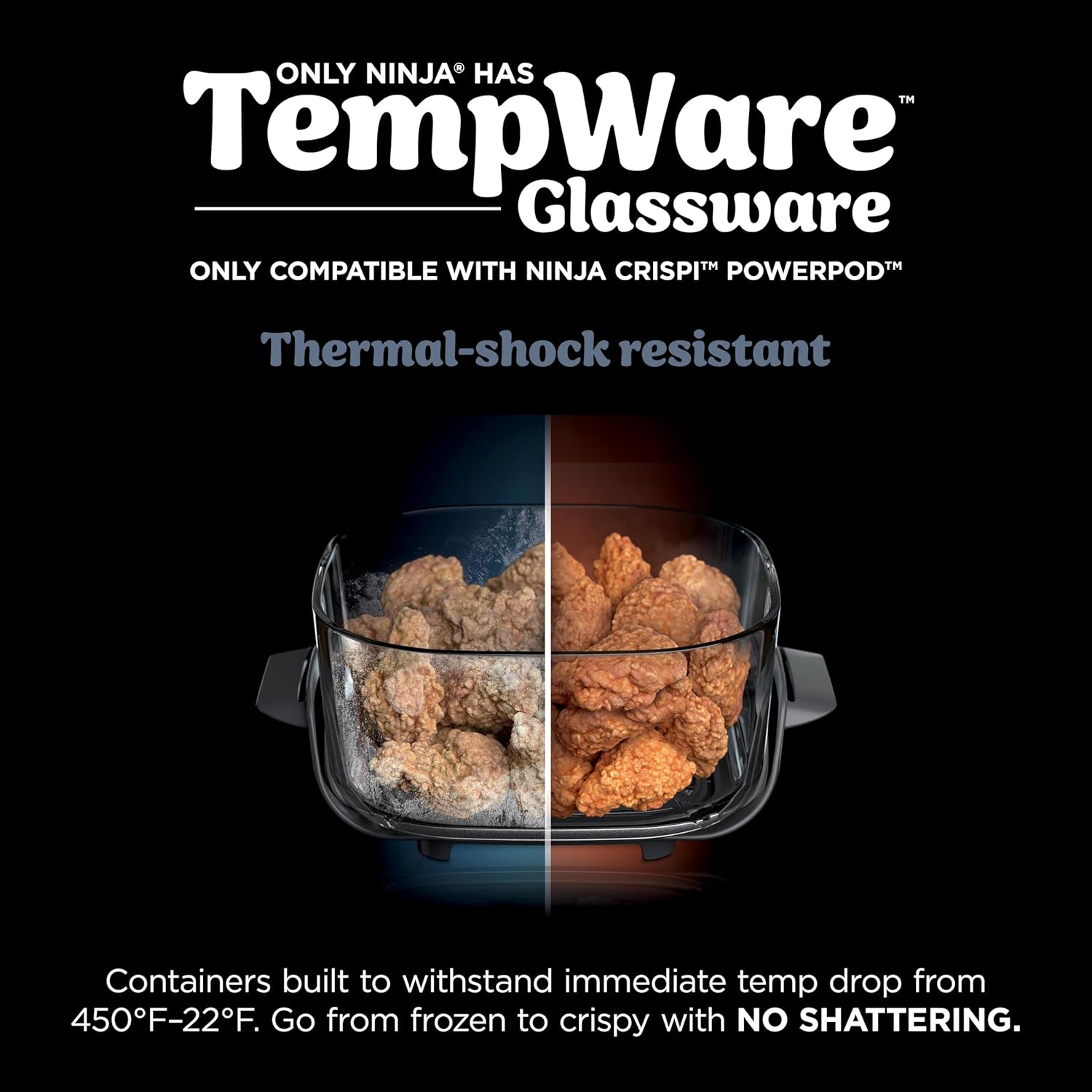 Ninja 4-QT CleanCrisp™ Glassware Container with Storage lid, Compatible with Ninja Crispi Portable Cooking System, Microwave, Freezer  Dishwasher Safe, PFAS  PTFE Free Glass, XSKSFN4QT